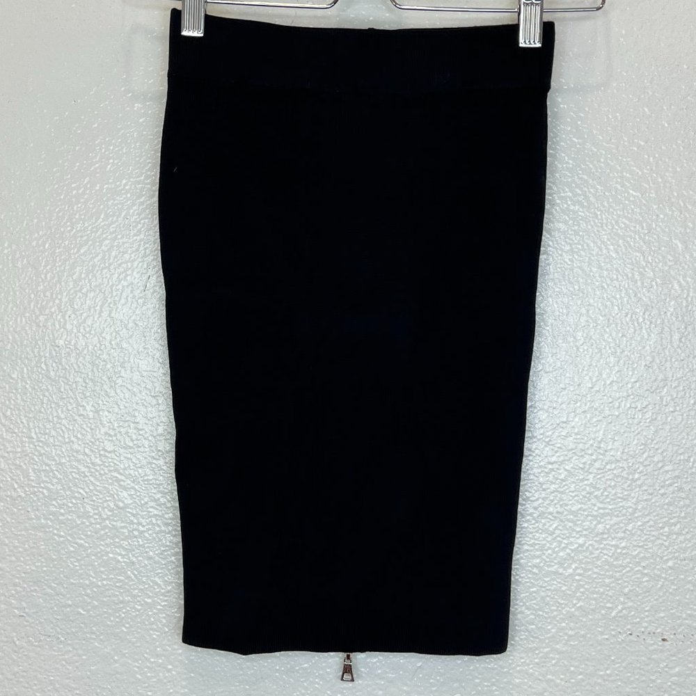 Intermix Black Front Back Reversible‎ Full Zipper Pencil Skirt Size P (XS)